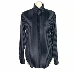 Bugatchi Uomo Men XL Striped Shirt Regular Modal Blend Long Sleeve Blue White